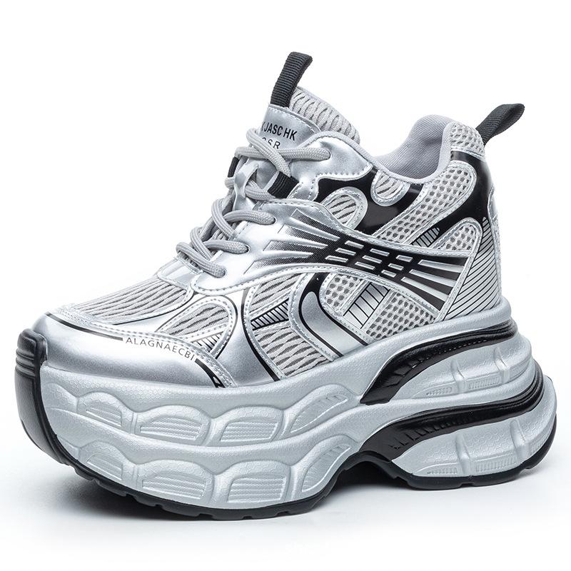 

Inner heightening women s shoes 12cm new breathable dad shoes platform mesh small sports casual shoes women A8931 34