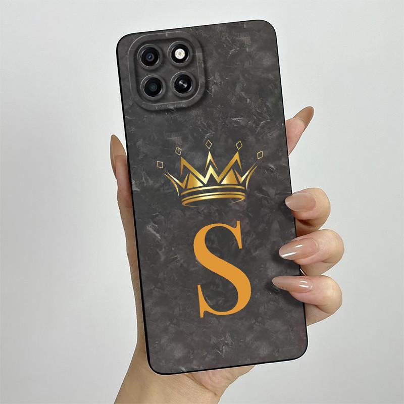 Für Infinix Smart 6 HD Hülle Smart 6HD Handyhülle X6512 Mode Krone Buchstaben Vollpaket Matt Anti-Drop Weiche Schutzhülle