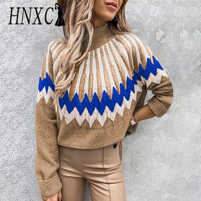 Moda Casual para Mujer Otoño Invierno Manga Larga Cuello Alto Sueltos Jerséis