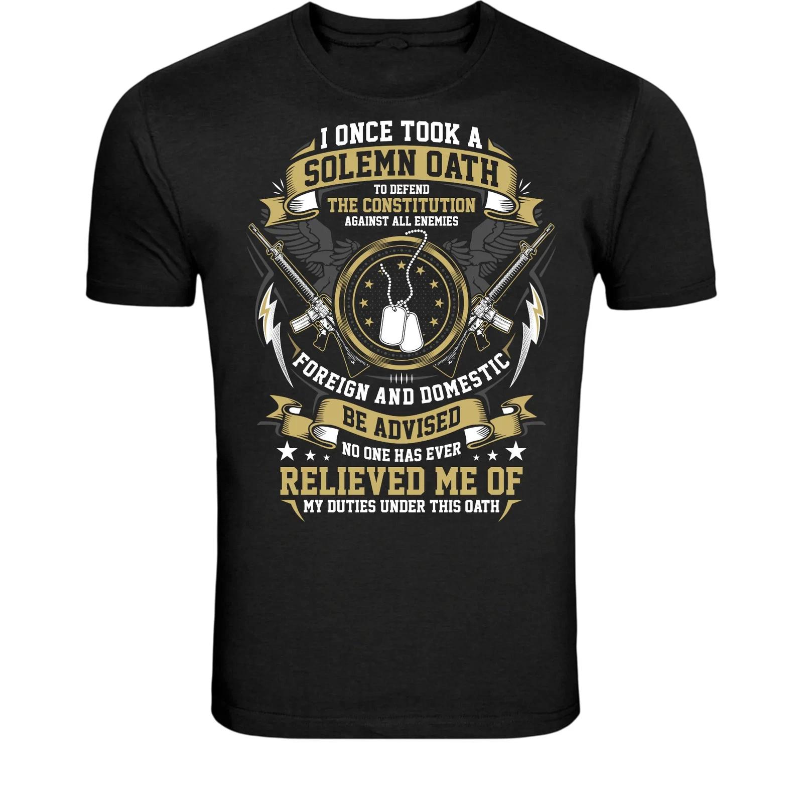 Solemn Oath Veteran T-Shirt - Military Constitution Patriot XS