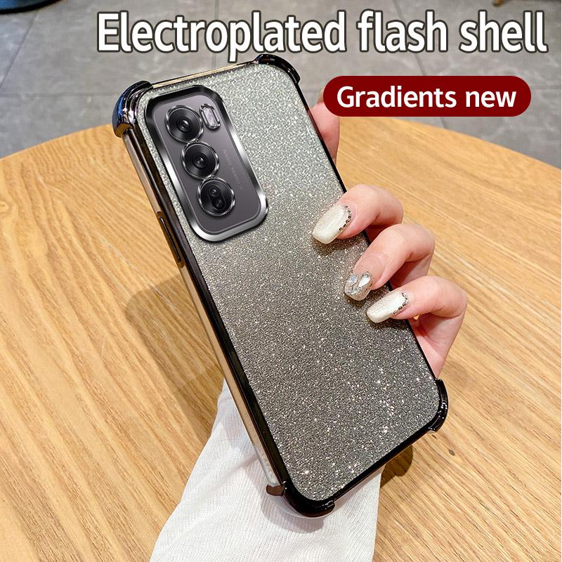 Luxury Plating Clear Shockproof Glitter Phone Case For OPPO Reno 12 11 10 9 8 Pro 5 6 7 8 Lite 12F 11F 5Z 7Z 8Z 8T 4G 5G Cover