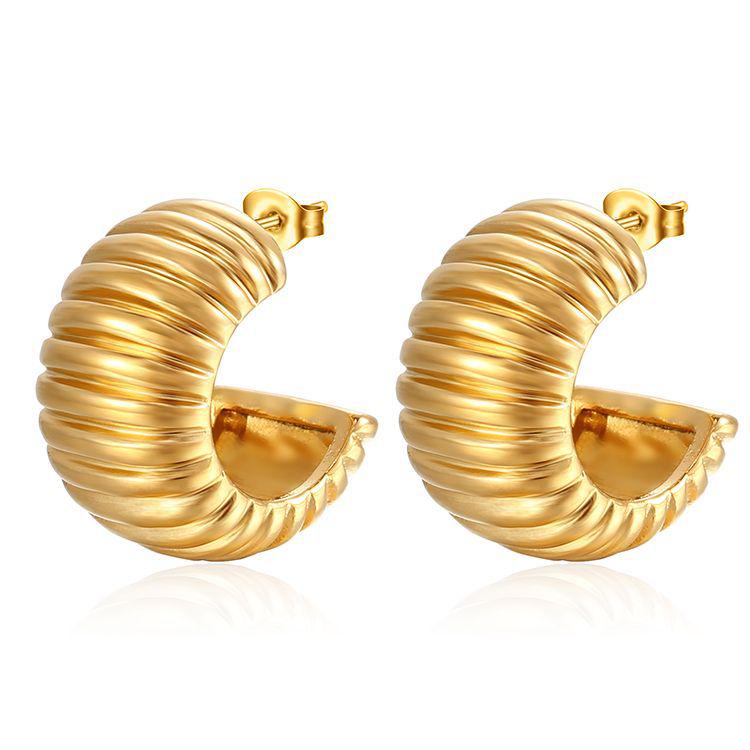 18k Gold Retro Geometric Stainless Steel Earrings for Women