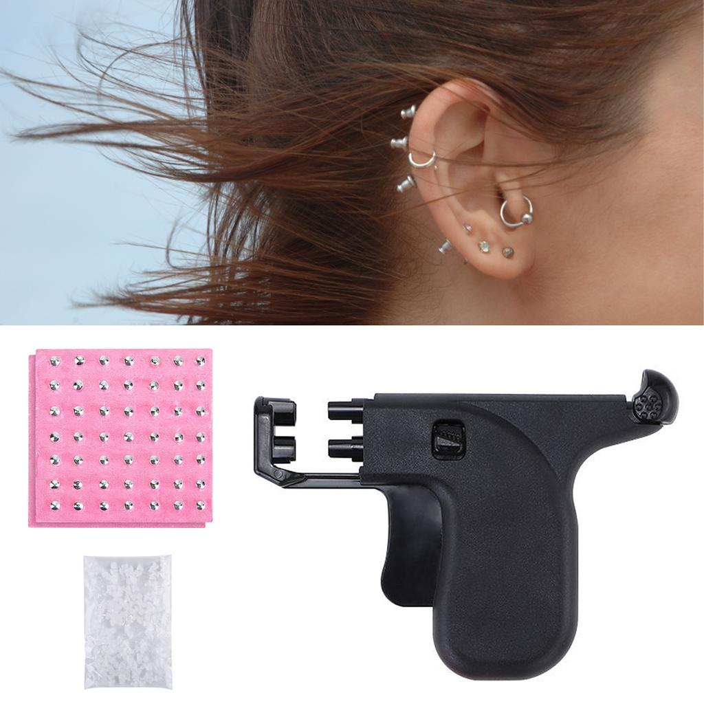 Professional Nose Ear Navel Body Analgesia Ear Piercer Unit Tool Kit with 98pcs Ear Studs