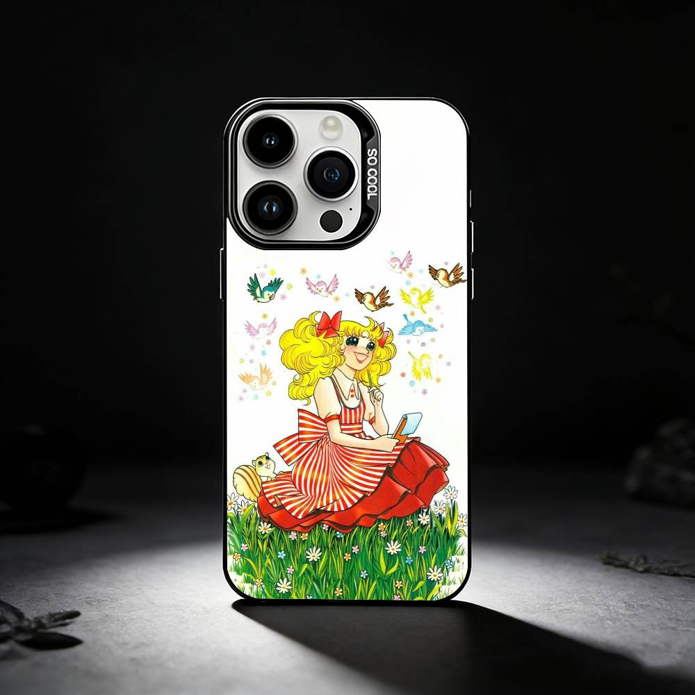 Anime Candy Candy Phone Case For iPhone 17,16,15,14,13,12,11 Plus,Pro Max,XS,Colored Silver Phone Case