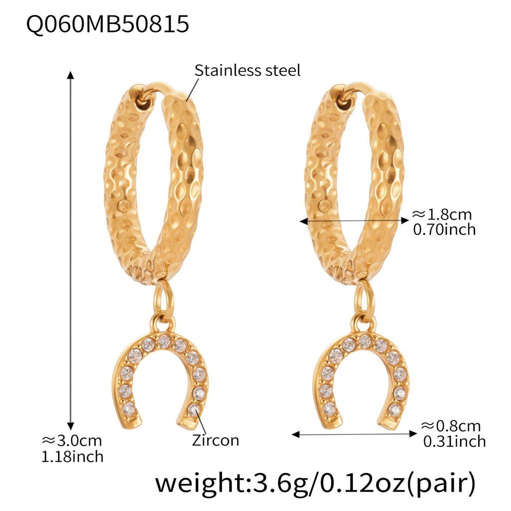 Oumaijia Diamond Horseshoe Buckle Ear Cuffs: Trendy Stainless Steel Earrings