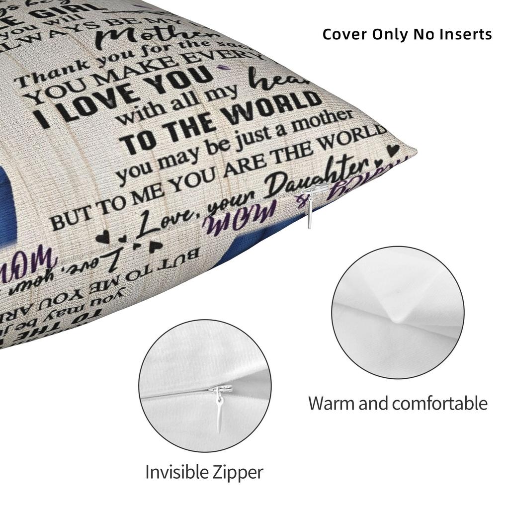 Mother's Day Square Pillowcases Polyester Sofa Letter From Daughter Cushion Case Creative Decorative Pillowcase 40*40