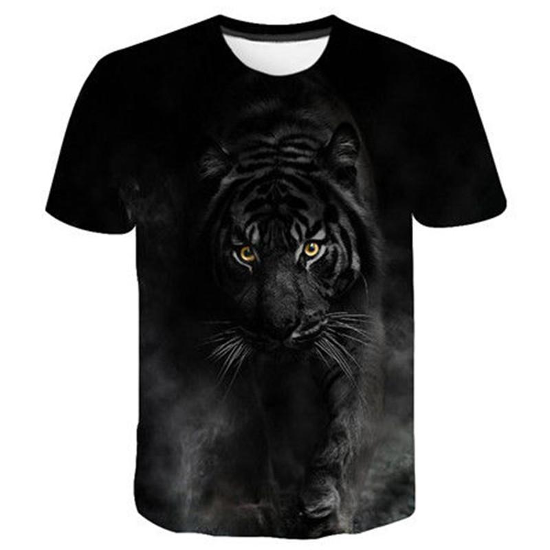 Neuer Sommer Freizeit Modetrend Tigerbild Herren T-Shirts Lässiger Druck Persönlichkeit Tees Rundhals Kurzarm Lustige Oberteile