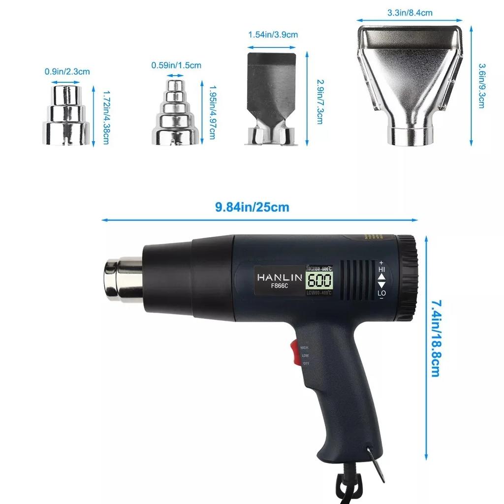 2000W Electric Heat Gun With LCD Display Adjustable Temperature Hair Dryer Tools For Soldering Thermal Blower Shrink Wrapping