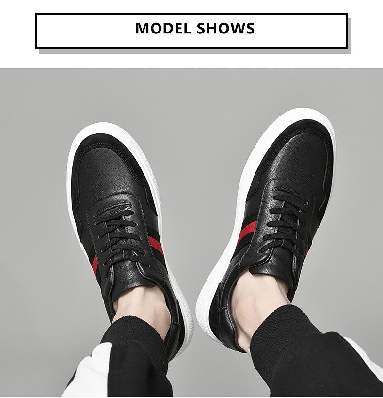European Men's Korean Style Leather Skate Shoes: Versatile Trendy Casual White Sneakers