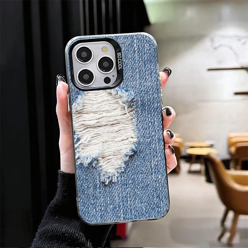 Retro Denim Pattern Soft Phone Case for iPhone 15 16 17 Pro Max 17Air 16E 14 Plus 13 12 Mini Shockproof Cover Back Shell