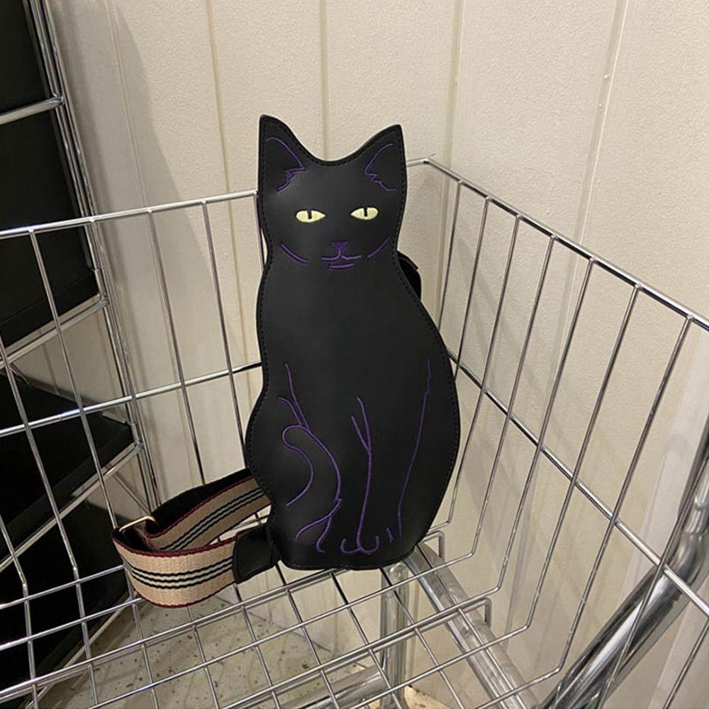 Pu Leather Animal Chest Bag Waterproof Cartoon Shoulder Bag Fashion Cat Crossbody Bag  Girl