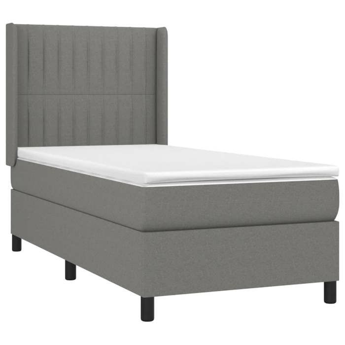 3131562 vidaXL Divan Bed with Mattress Dark Grey 90x200 Cm Fabric