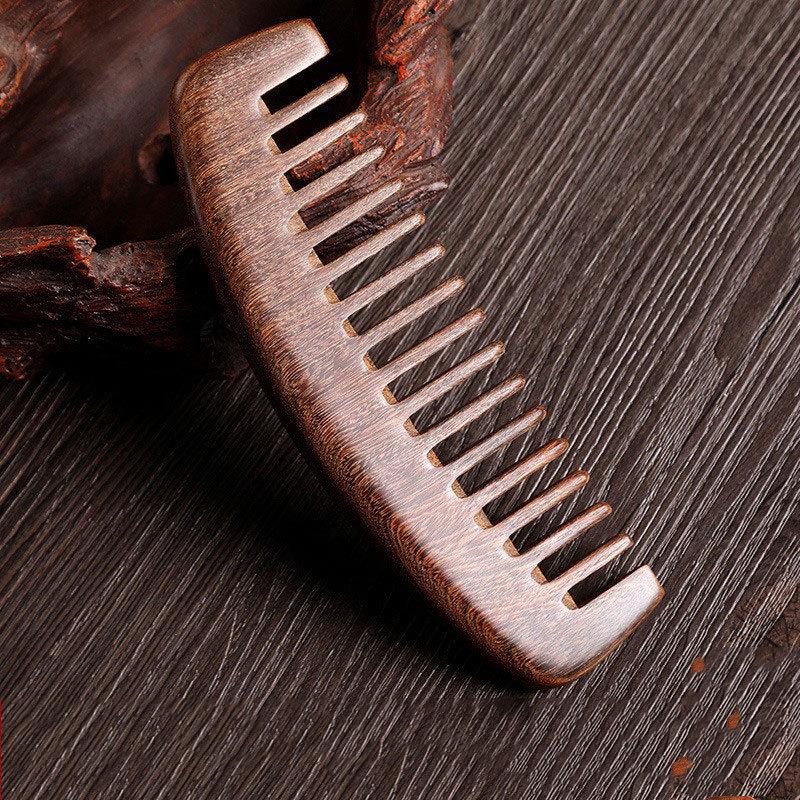 

Гребень из зеленого сандалового дерева с широкими зубьями для кудрявых и длинных волос - Традиционное ремесло Женская массажная расческа