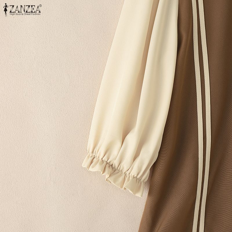 ZANZEA Damen Lässige Puppenkragen Sommer Halbarm Bluse