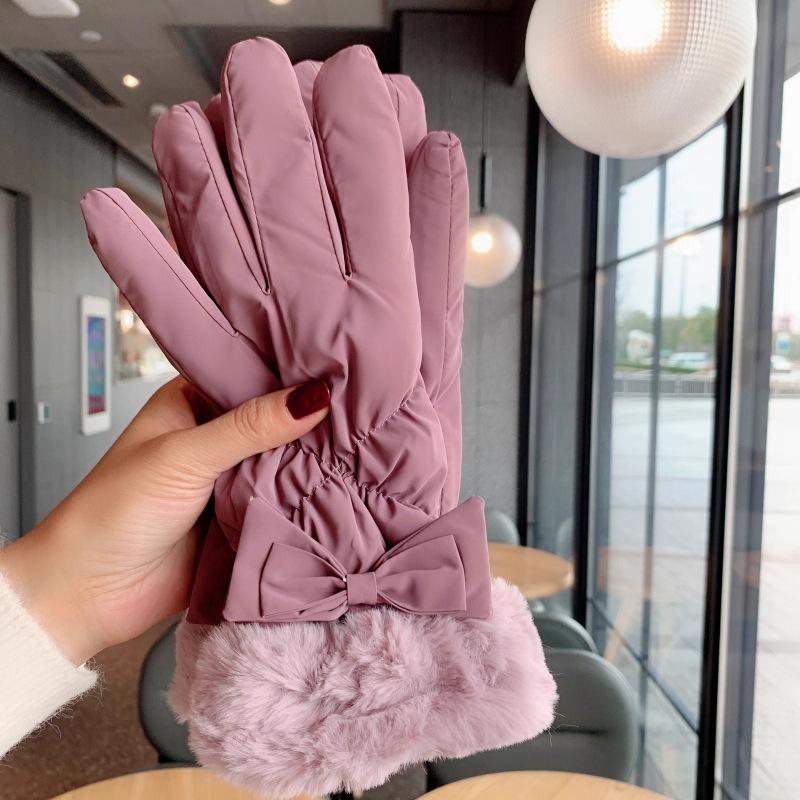 Gloves winter women thickened and velvet cycling cold protection touch screen can touch cycling electric vehicles warm and windproof winter