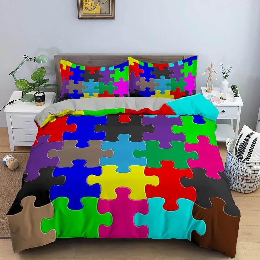 3D Print Duvet Cover Colorful Puzzle Pattern Quilt Covers For Children Single Twin Queen King Bedding Set Home Textile