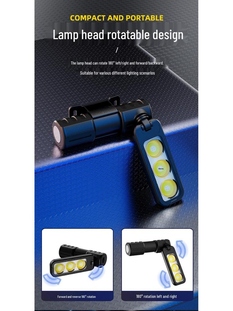 Multifunksjonell roterende magnetisk hodelykt med elektrisk display