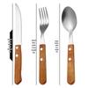Abay Set di posate in acciaio inossidabile con manico in legno