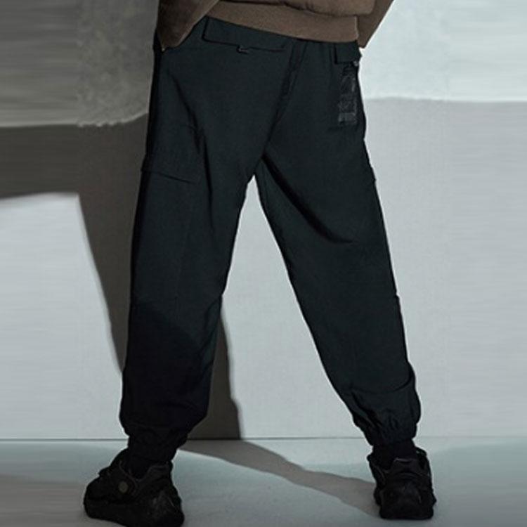 Li Ning X Jackie Chan Collaboration Kung Fu Series Loose Fit Drawstring Solid Color Cuffed Casual Pants Men Bottoms Black AKXS135-1