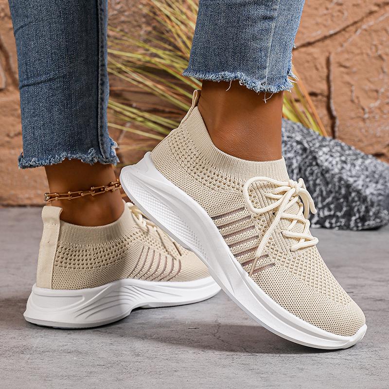 Fashion Breathable Knit Platform Sneakers for Women Lightweight Non Slip Running Shoes Woman Comfortable Soft Sole Slip On Sports Shoes
