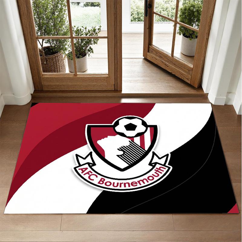 Bournemouth Football Design Crystal Velvet Rug Soft Decorative Mat for Bedroom Entrance