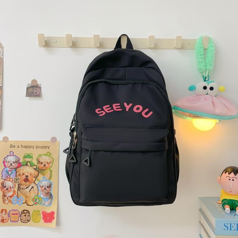 

New Casual Minimalist Japanese High School Students Solid Color College Students Backpack Travel Size Light Backpack Girl .