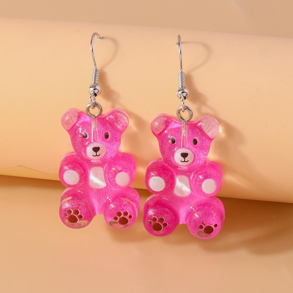 Cute Colorful Gummy Bear Drop Earrings for Women Girls Cartoon 3D Bear Earrings Party Holiday Jewelry Gifts