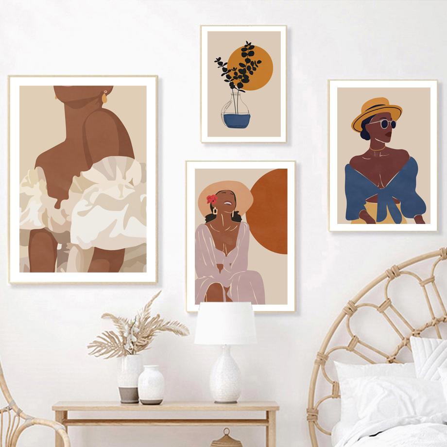 

Абстрактные африканские руки черной девушки, богемное искусство, холст, живопись, скандинавские постеры и принты, настенные панно для декора гостиной, без рамки