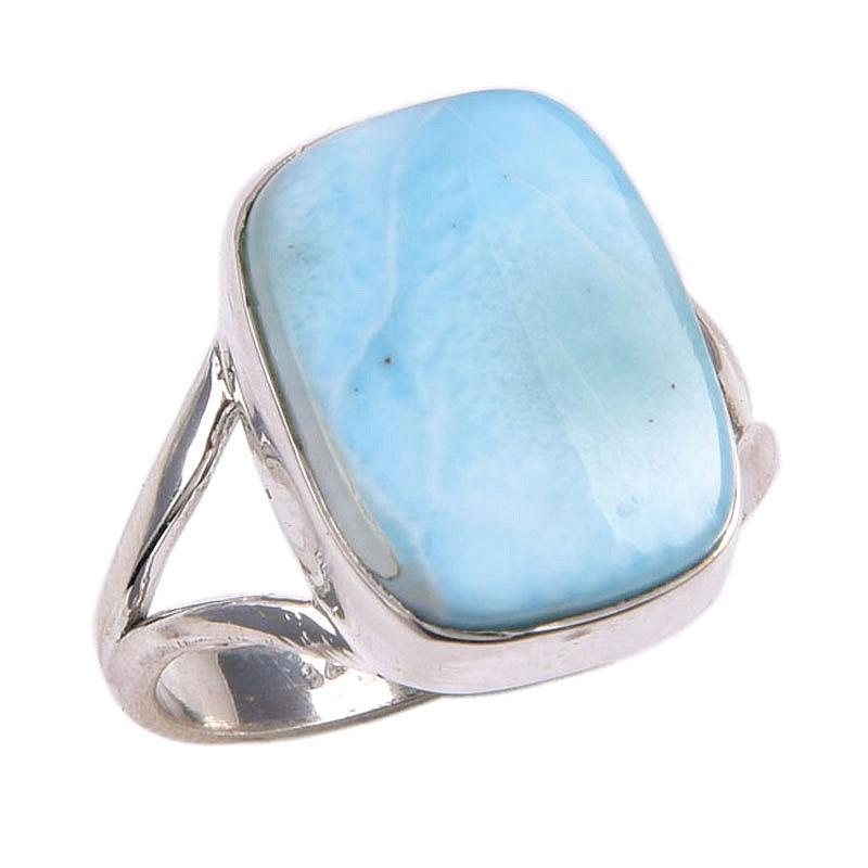Natural Republic Larimar Gemstone 925 Solid Silver Jewelry Ring Size 7.5 Y2E98