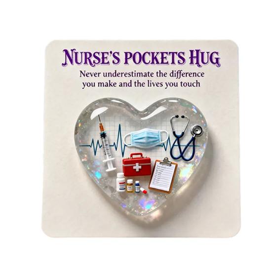 Îmbrățișare de buzunar în formă de inimă cu felicitări Mărturie mică de îmbrățișare de buzunar Cadou de apreciere pentru pompieri, asistente medicale, profesori
