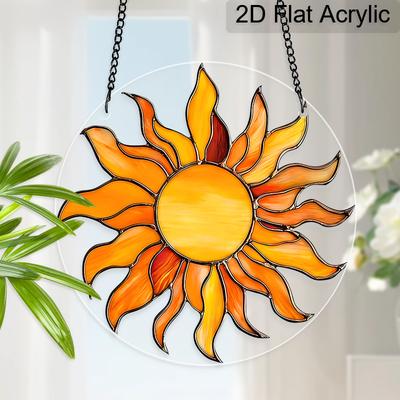 Acrylic Sun Suncatcher Stained Glass Effect Window Hanging Ornament Bright Home Decor