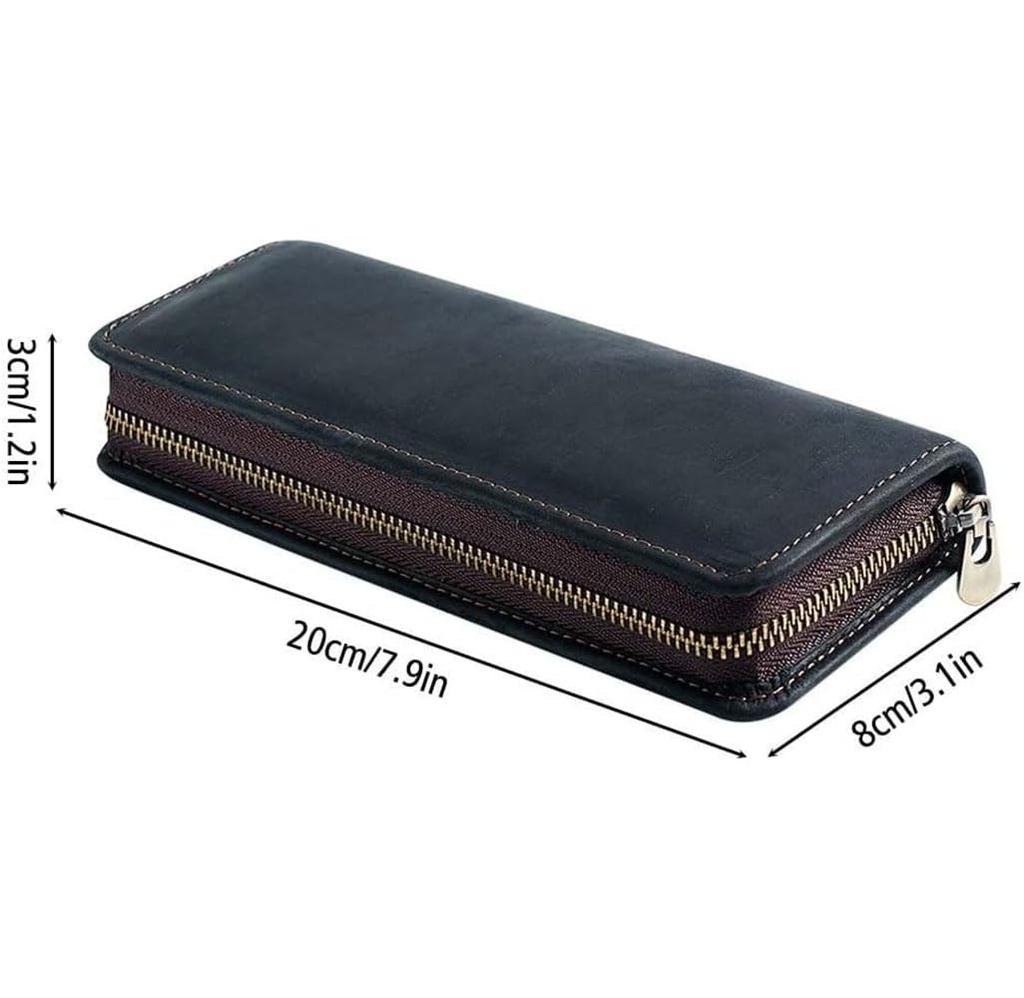 Leather pencil pen case large easy to use for elementary school junior high school high school adults case, pouch, high-quality leather, capacity,