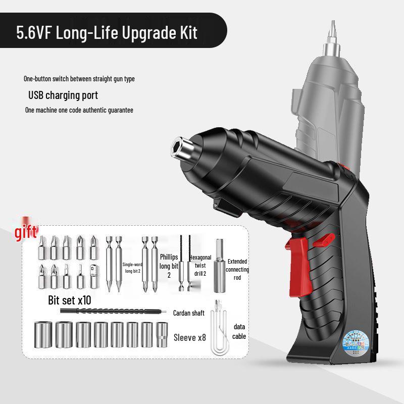 Compact Rechargeable Electric Screwdriver Set with Multi-functional Bits for Household Use