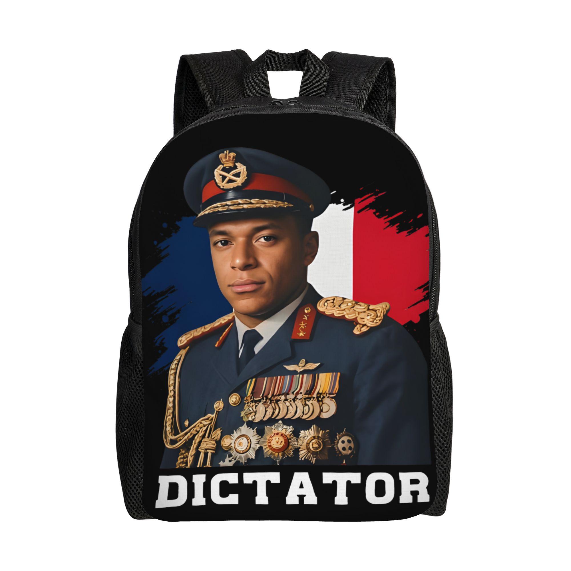 2026 Dictador Kylian Mbappe Meme Rugzak Outdoor Stijl Rugzakken Mannen Kleurrijk Grote Schooltassen Moderne Rugzak (as the picture,as picture) black