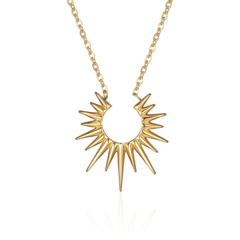 Fashion Designer Model Sun Necklace Female Ins Internet Celebrity Titanium Steel Ornament Niche Style Pendant Mid Length Long Length Clavicle Chain Sun Gold