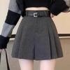 Woolen High-Waisted Wide-Leg Women's Shorts - A-Line Autumn/Winter 2026 Casual Bootcut