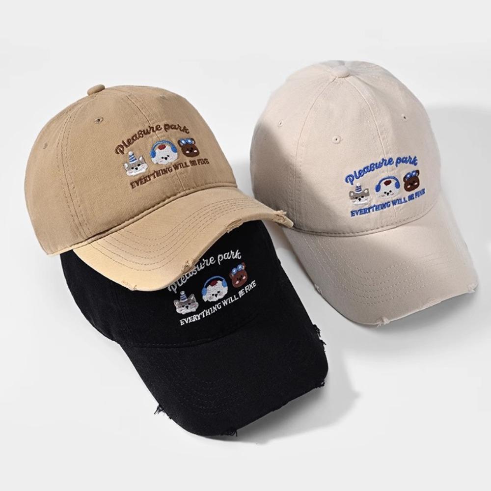 Cotton Embroidered Letter Hat Sunscreen Puppy Cap Versatile Baseball Cap  Street