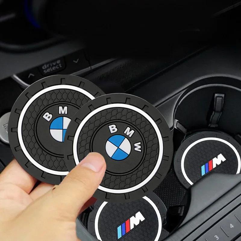 XMYF2 2025 New 2Pcs Silica Gel Car Coaster Water Cup Anti-slip Pad Auto Accessories For BMW X1 X2 X3 X5 X4 X6 X7 G30 G20 G32 G11 G12 F