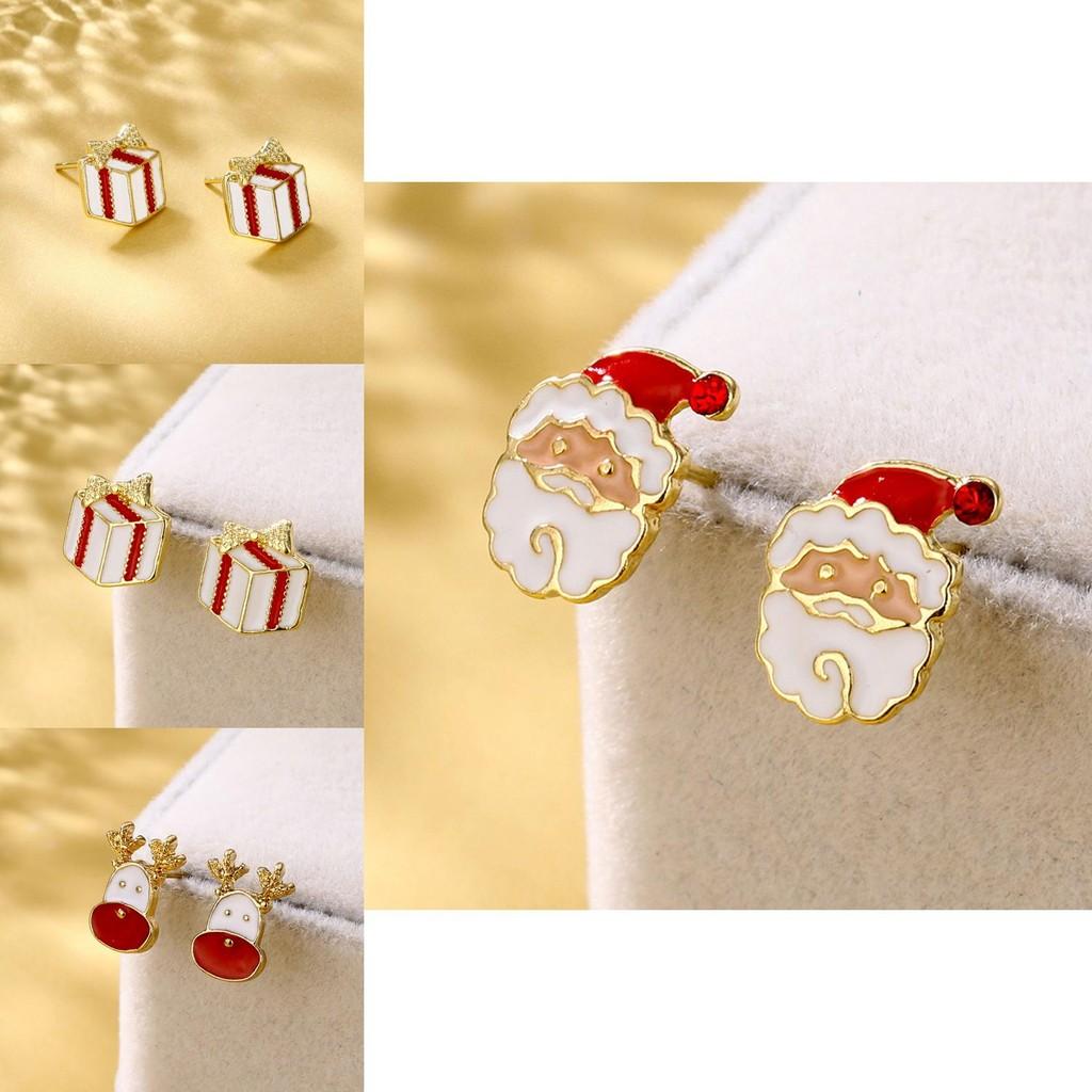 Beautiful Geometric Christmas Earrings Alloy Material With Deer And Santa