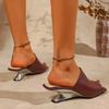 Große quadratische Ferse spezielle Form coole Hausschuhe Damen neue offene Zehen ein Riemen hohe Ferse Damen Sandalen