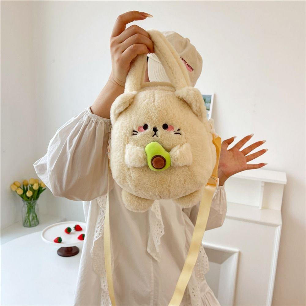 Schoolbag Cartoon Crossbody Bag Shoulder Bag Plush Doll Bag Gift Rabbit Plush Handbag  Student