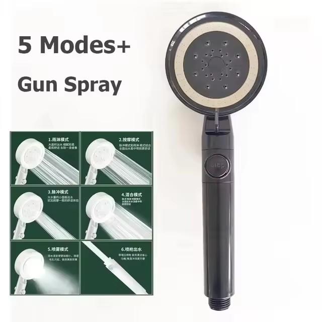 New 5 Modes Large Flow Supercharge Rainfall Shower Head 175mm High Pressure Top Spray Rain Showerhead Set Bathroom Accessories