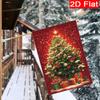 2D Flat, 2D Flat Christmas Red Background Christmas Tree Garden Flag_4-28x40 Inch Outdoor Garden Flag Double-sided Home Decoration Courtyard Decoratio