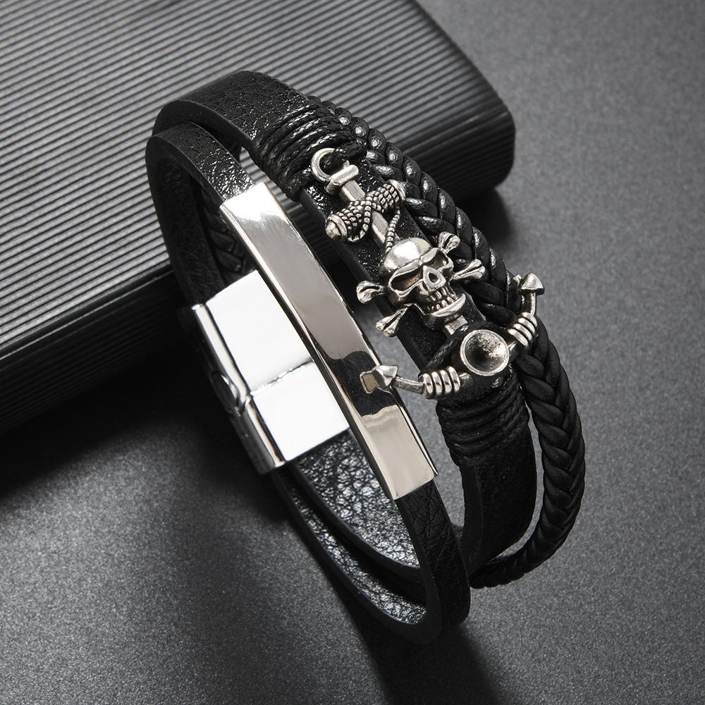 

Стильный пиратский череп якорь браслет ручной работы для мужчин готический морской веревочный браслет регулируемый винтажный кожаный шнур браслет уникальный мужской ювелирный подарок синий