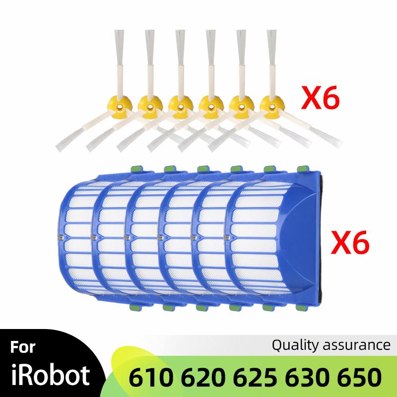 Ersatzteil-Set für iRobot Roomba 600 Serie 610 620 625 630 650 660 Staubsauger-Bürstenrolle Aero Vac Filter + Seitenbürste