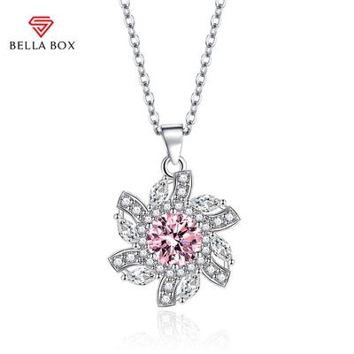 Halskette mit Zirkonia-Blumenanhänger, mehrere Farben, modischer Schmuck für Hochzeit und Verlobung