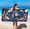 Celestial Golden Deer Beach Towel Mystical Moon Floral Deer Print Towel Soft Absorbent Quick-Dry Summer Towel for Vacation
