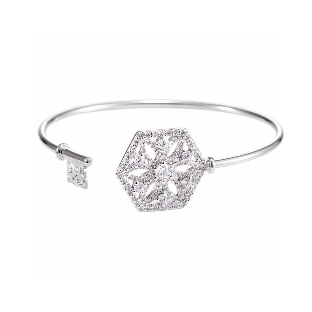 Регулируемый женский медный браслет в ближневосточном стиле с цирконом.