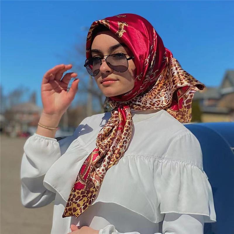 90*90cm Casualowa Moda Drukowana Flora Kwadratowe Szale Szaliki Satynowa Damska Chustka Apaszka Damska Opaska na Głowę