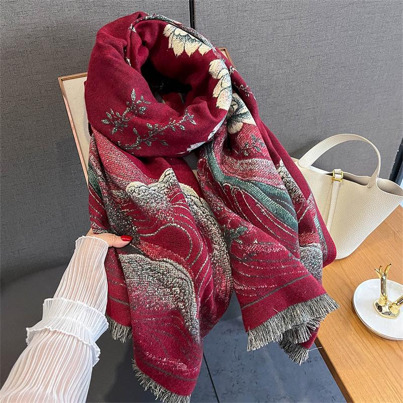 Autumn Winter Scarf for Women Cashmere Shawls Lady Warm Thick Blanket Cashmere Bufanda Stoles Student Scarves Poncho Echarpe